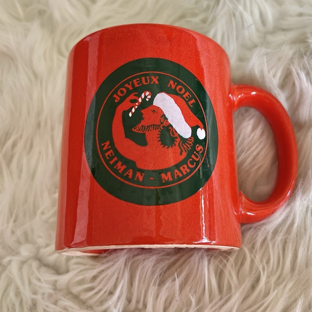 1985 Neiman Marcus "Joyeux Noel" Christmas Coffee Mug Cup Waechtersbach Pottery